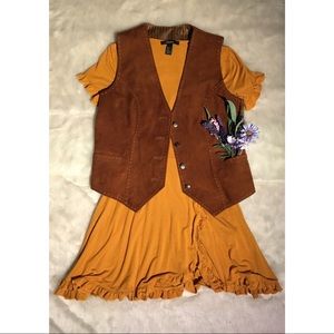 Suede Flower Child Hippie Vest